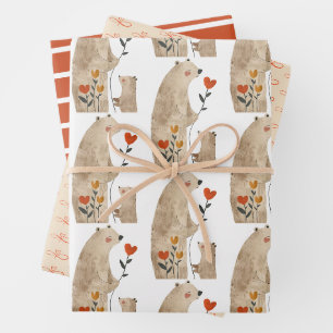 Feuille De Papier Cadeau Bear polaire mignon Motif Fête des mères