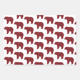 Feuille De Papier Cadeau Bear Shaped Plaid Red Black Buffalo