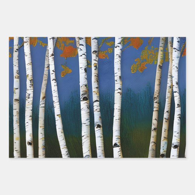 Feuille De Papier Cadeau Beau bouleau d'automne (Devant 3)
