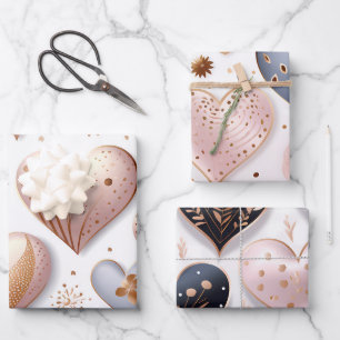 Feuille De Papier Cadeau Beau coeur 3D élégant