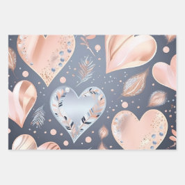 Feuille De Papier Cadeau Beau Coeurs Pastel Élégants