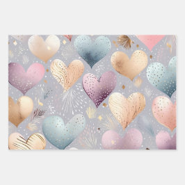 Feuille De Papier Cadeau Beau Coeurs Pastel Élégants