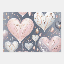 Feuille De Papier Cadeau Beau Coeurs Pastel Élégants