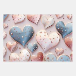 Feuille De Papier Cadeau Beau Coeurs Pastel Élégants
