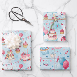 Feuille De Papier Cadeau Beau gâteau d'anniversaire