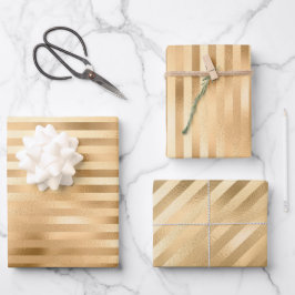Feuille De Papier Cadeau Beau Mariage à rayures or