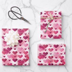Feuille De Papier Cadeau Beau Motif de Coeur Rose - Saint Valentin