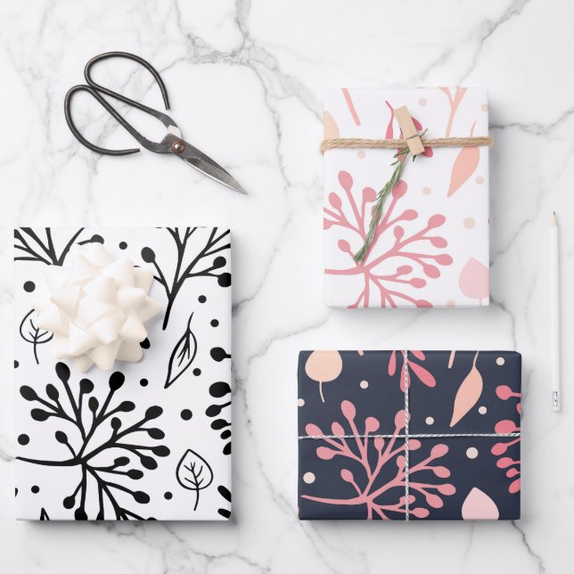 Feuille De Papier Cadeau Beau motif floral (Recto)