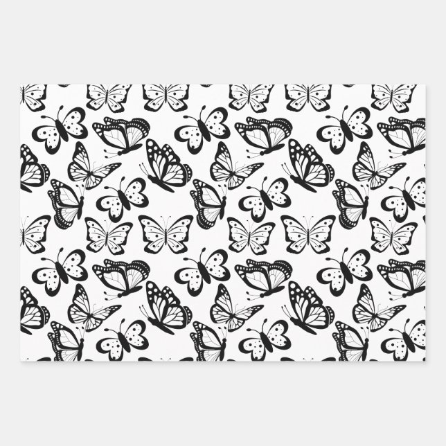 Feuille De Papier Cadeau Beau Motif papillon (Devant)