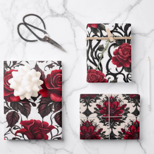 Feuille De Papier Cadeau Beau Rose gothique rouge