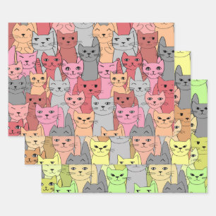 Feuille De Papier Cadeau Beaucoup de chats conception