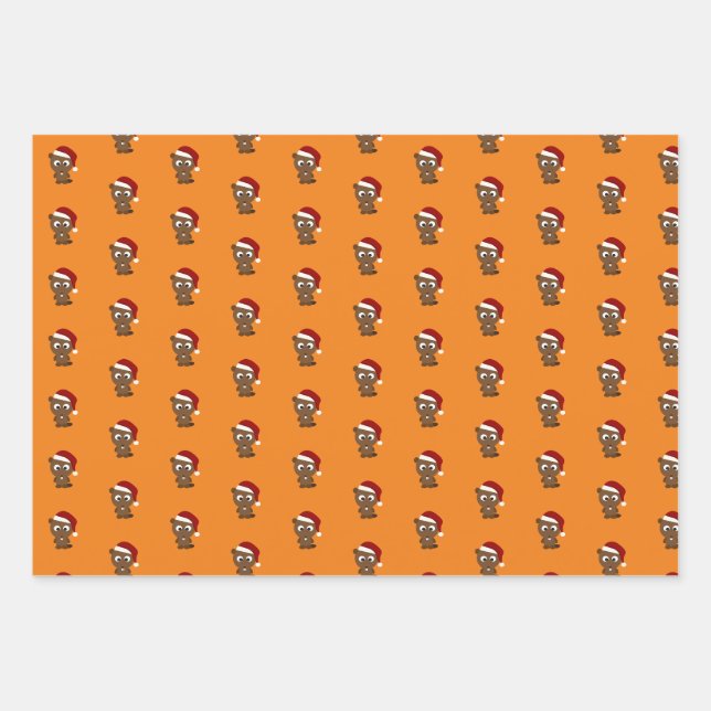 Feuille De Papier Cadeau Beaux castors de Noël (Devant)