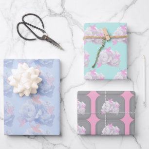 Feuille De Papier Cadeau Beaux papiers d'emballage floraux