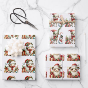 Feuille De Papier Cadeau Bébé Agneaux blancs Enfants de Noël