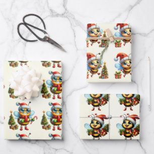 Feuille De Papier Cadeau Bébé Bumble Bees Christmas Kids