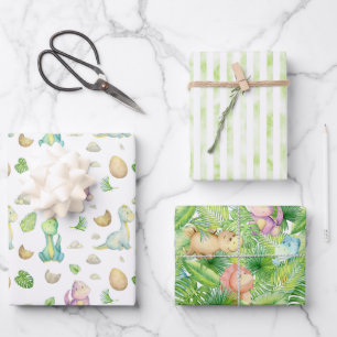 Feuille De Papier Cadeau Bébé dinosaure mignon
