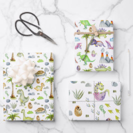 Feuille De Papier Cadeau Bébé Dinosaures oeufs d'incubation