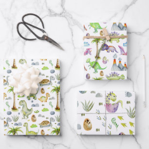 Feuille De Papier Cadeau Bébé Dinosaures oeufs d'incubation