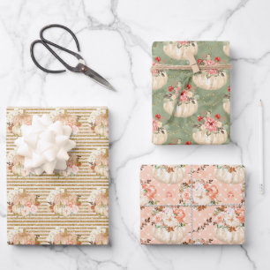 Feuille De Papier Cadeau Bébé Fille Douche Citrouille Enfants Enveloppement