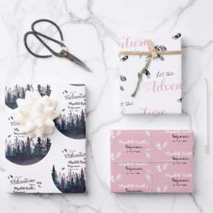 Feuille De Papier Cadeau Bébé fille Rustique aventure bébé douche