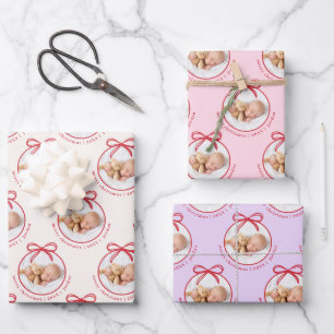 Feuille De Papier Cadeau Bébé Motif mignon fille photo Noël