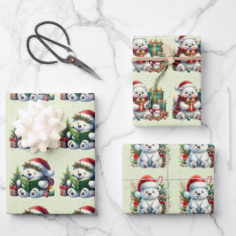 Feuille De Papier Cadeau Bébé Polar Ours Noël Enfants