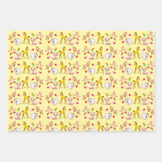 Feuille De Papier Cadeau Bébés animaux mignons