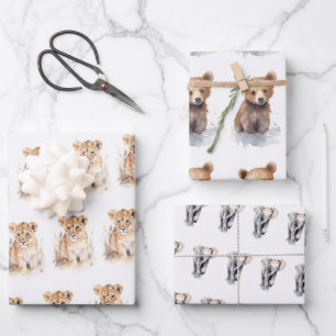 Feuille De Papier Cadeau Bébés mignons animaux