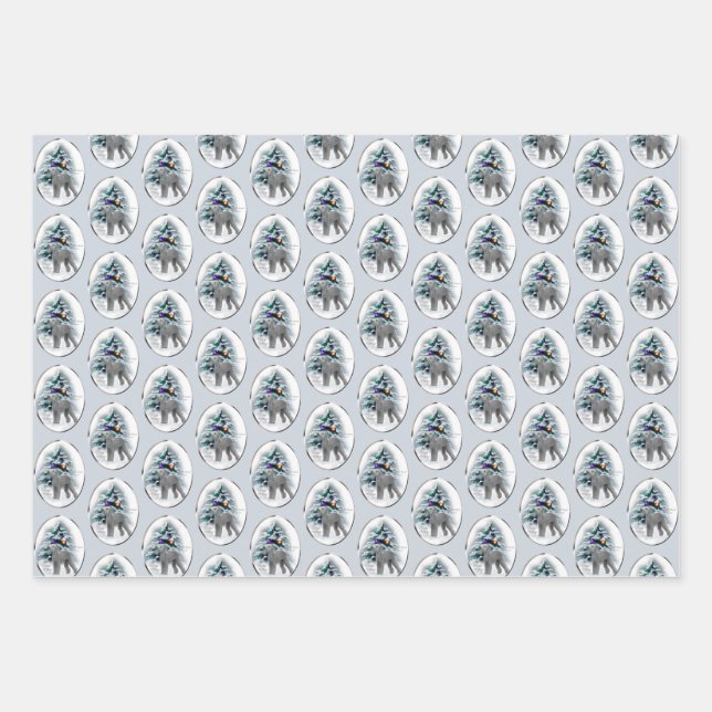 Feuille De Papier Cadeau Bedlington Terrier Noël (Devant)