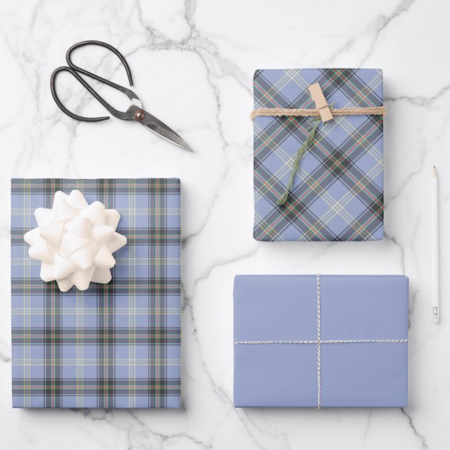 Feuille De Papier Cadeau Bell des frontières Tartan (Recto)