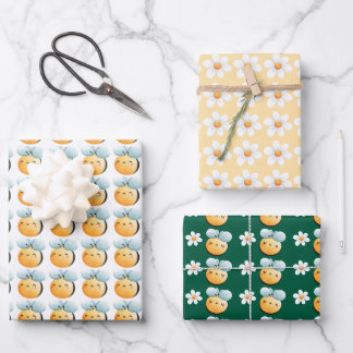 Feuille De Papier Cadeau Belle abeilles enveloppant du papier. Enveloppemen