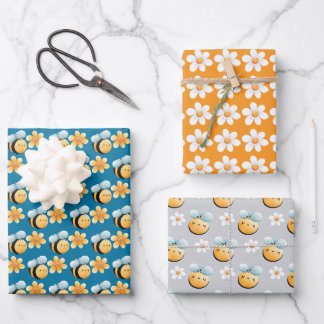 Feuille De Papier Cadeau Belle abeilles enveloppant du papier. Enveloppemen