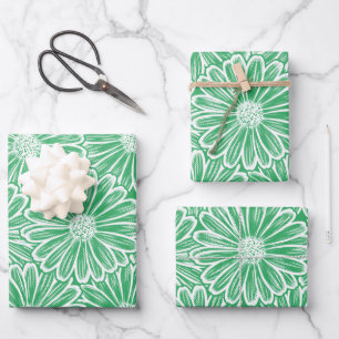 Feuille De Papier Cadeau Belle Daisy Flower Halftone Illustration