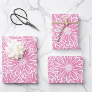 Feuille De Papier Cadeau Belle Daisy Flower Halftone Illustration