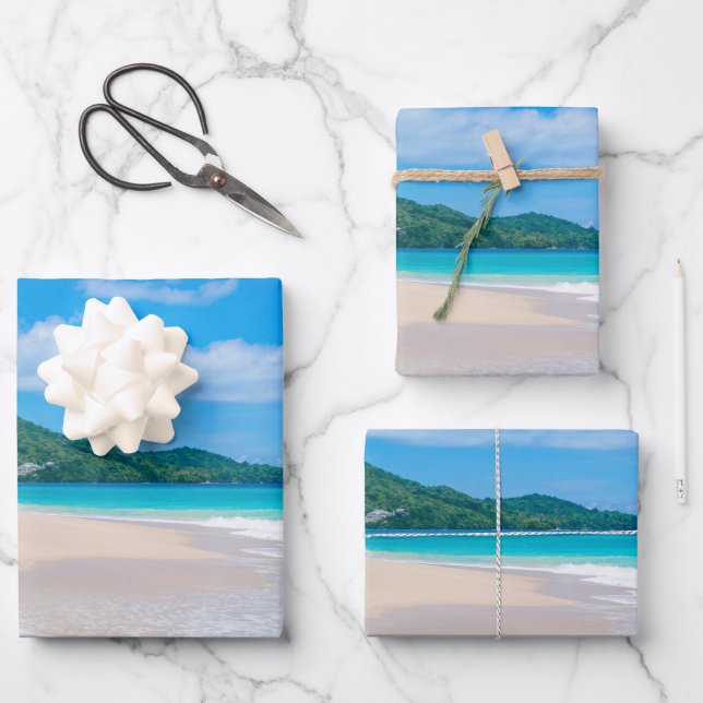 Feuille De Papier Cadeau Belle Destination Tropicale Plage Pittoresque (Recto)