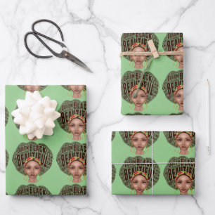 Feuille De Papier Cadeau Belle femme noire afrocentrique 
