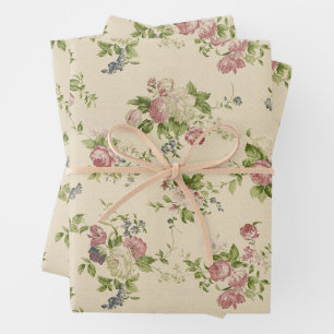 Feuille De Papier Cadeau Belle florale antique
