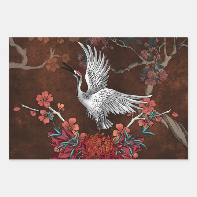 Feuille De Papier Cadeau Belle grue (Devant)