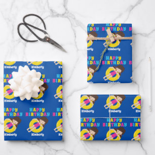 Feuille De Papier Cadeau Belle Piscine Fille Baigneuse Personnalisée Annive
