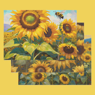 Feuille De Papier Cadeau Belle tournesol été Anniversaire Cadeau 3