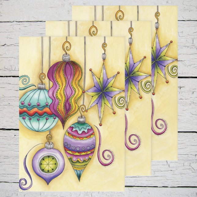 Feuille De Papier Cadeau Belle Verre Colorée Ornements de Noël (Créateur téléchargé)