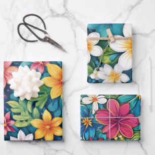 Feuille De Papier Cadeau Belles Fleurs, Motifs Floraux