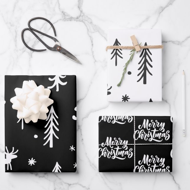 Feuille De Papier Cadeau Belles illustrations de Noël Motif simple (Recto)