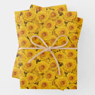 Feuille De Papier Cadeau Belles Roses Jaunes