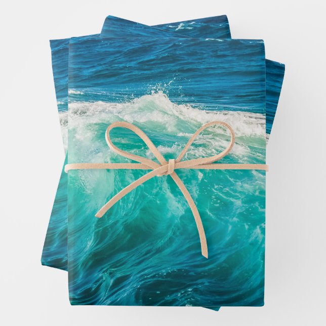 Feuille De Papier Cadeau Belles vagues océaniques (En situation)