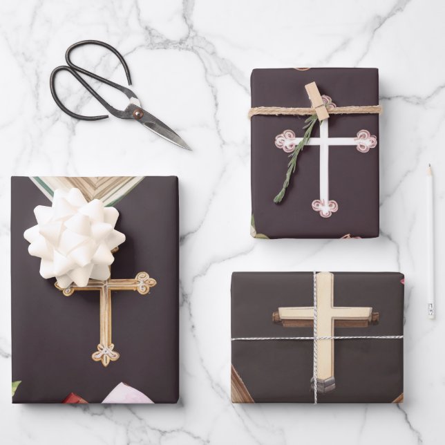 Feuille De Papier Cadeau Bénédiction de la sérénité croisée (Recto)