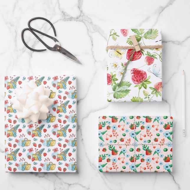 Feuille De Papier Cadeau Berry First Birthday Cadeau 3 set (Recto)