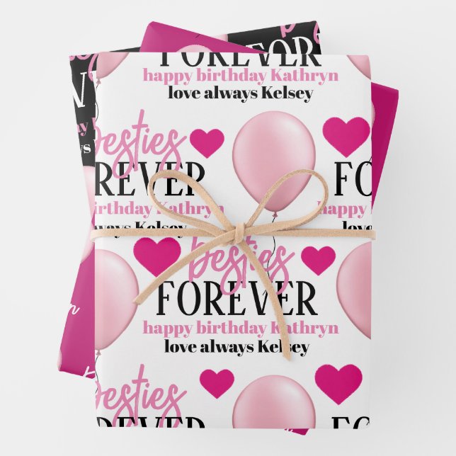 Feuille De Papier Cadeau Besties Forever Personnalisé (En situation)