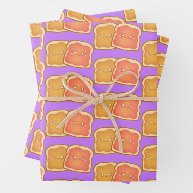 Feuille De Papier Cadeau Beurre D'Arachide Et Jelly De Fraise (En situation)