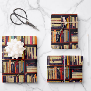 Feuille De Papier Cadeau Bibliothèque étagères